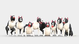 Low Poly Pitbull Dog dog, pet, sitting, pitbull, bark, canine, posing, playful, barking, low-poly, blender, lowpoly