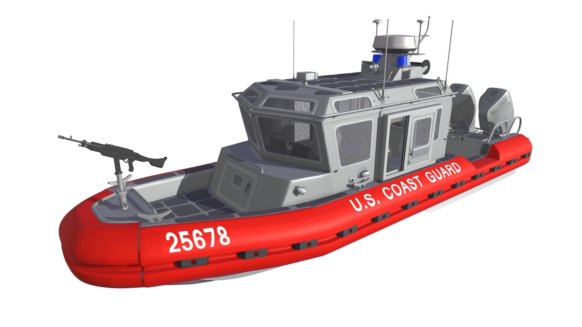 Detailed 3d model of coast guard defender class boat 3d model