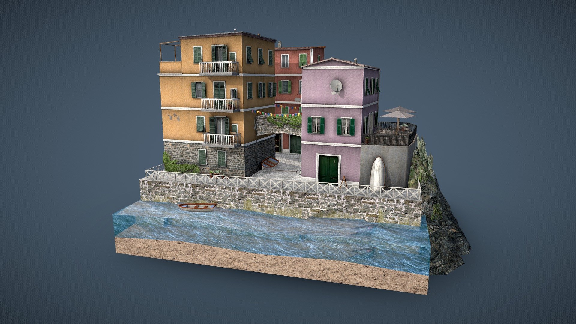 This LowPoly Cityscene is based on Cinque Terre, Italy.




First Semester, 3D LowPoly Assignment at DAE

Modeled in 3ds Max, textured in Photoshop.
Diffuse and Opacity only.

Any kind of feedback is highly appreciated! - LowPoly Cityscene - Cinque Terre - 3D model by Matthias Schmitz (@Ripred) 3d model