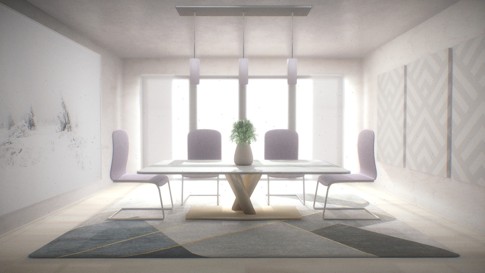 Aesthetic Modern Dining Room which I made in my spare time. I wanted to make something that looked visually appealing. All the textures are baked. :) - Modern Dining Room - Download Free 3D model by dylanheyes 3d model