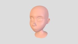 Head sculpt, base, print, head, woman, bald, girl, female, zbrush