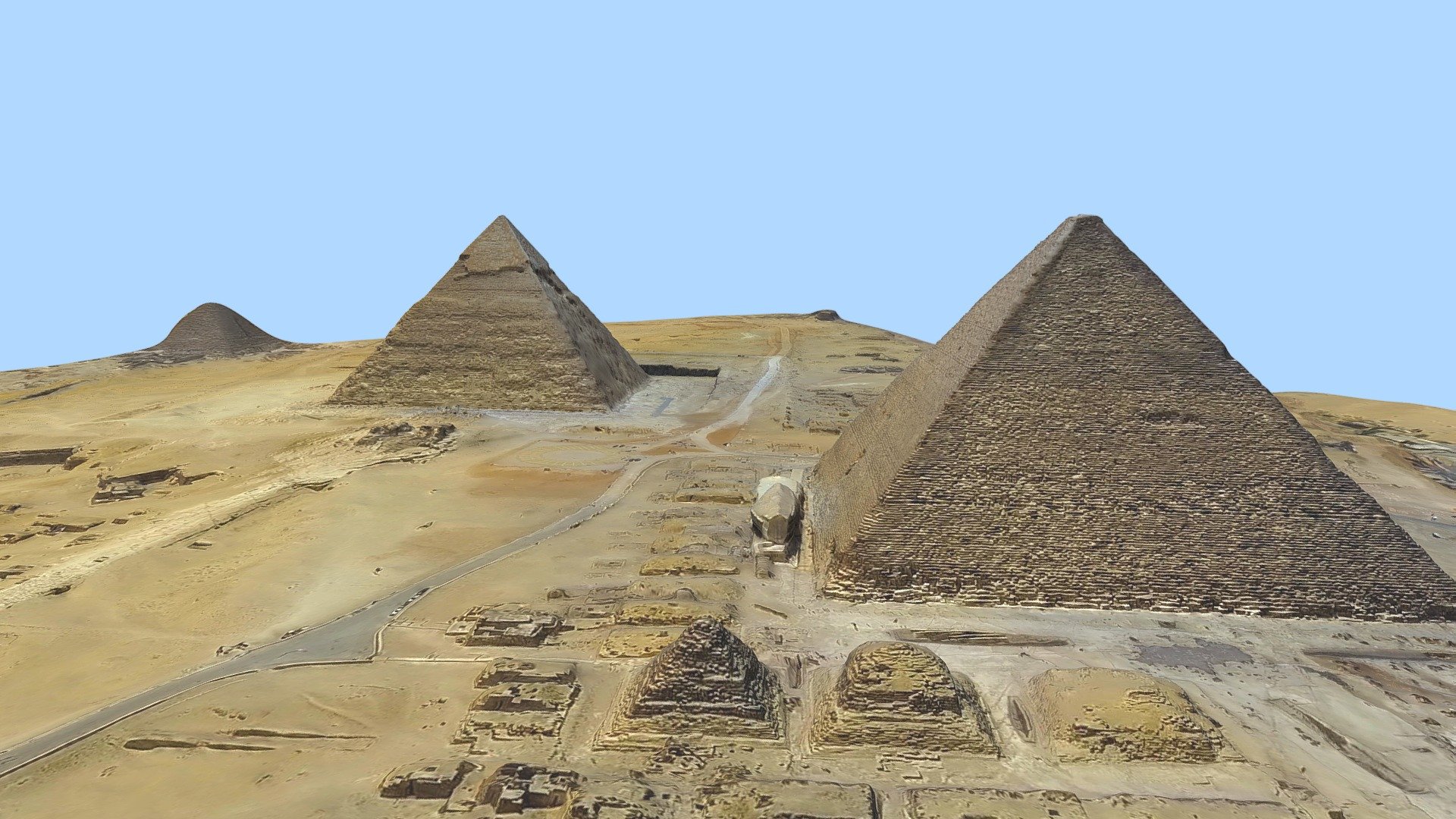 The most famous pyramids are the Egyptian ones — huge structures built of bricks or stones, some of which are among the world's largest constructions. They are shaped as a reference to the rays of the sun. Most pyramids had a polished, highly reflective white limestone surface, to give them a shining appearance when viewed from a distance. The capstone was usually made of hard stone – granite or basalt – and could be plated with gold, silver, or electrum and would also be highly reflective. The ancient Egyptians built pyramids from 2700 BC until around 1700 BC. The first pyramid was erected during the Third Dynasty by the Pharaoh Djoser and his architect Imhotep. This step pyramid consisted of six stacked mastabas. The largest Egyptian pyramids are those at the Giza pyramid complex.
The age of the pyramids reached its zenith at Giza in 2575–2150 BC. Ancient Egyptian pyramids were in most cases placed west of the river Nile&hellip;
Source: Wikipedia.org - Egyptian pyramids, Giza, Cairo-Egypt إهرامات مصر - Buy Royalty Free 3D model by LibanCiel 3d model