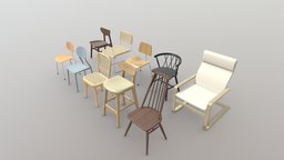Chair Pack | Blender-UE5-C4D-3DS-max | 43 pet, pack, fbx, substancepainter, blender, chair, model