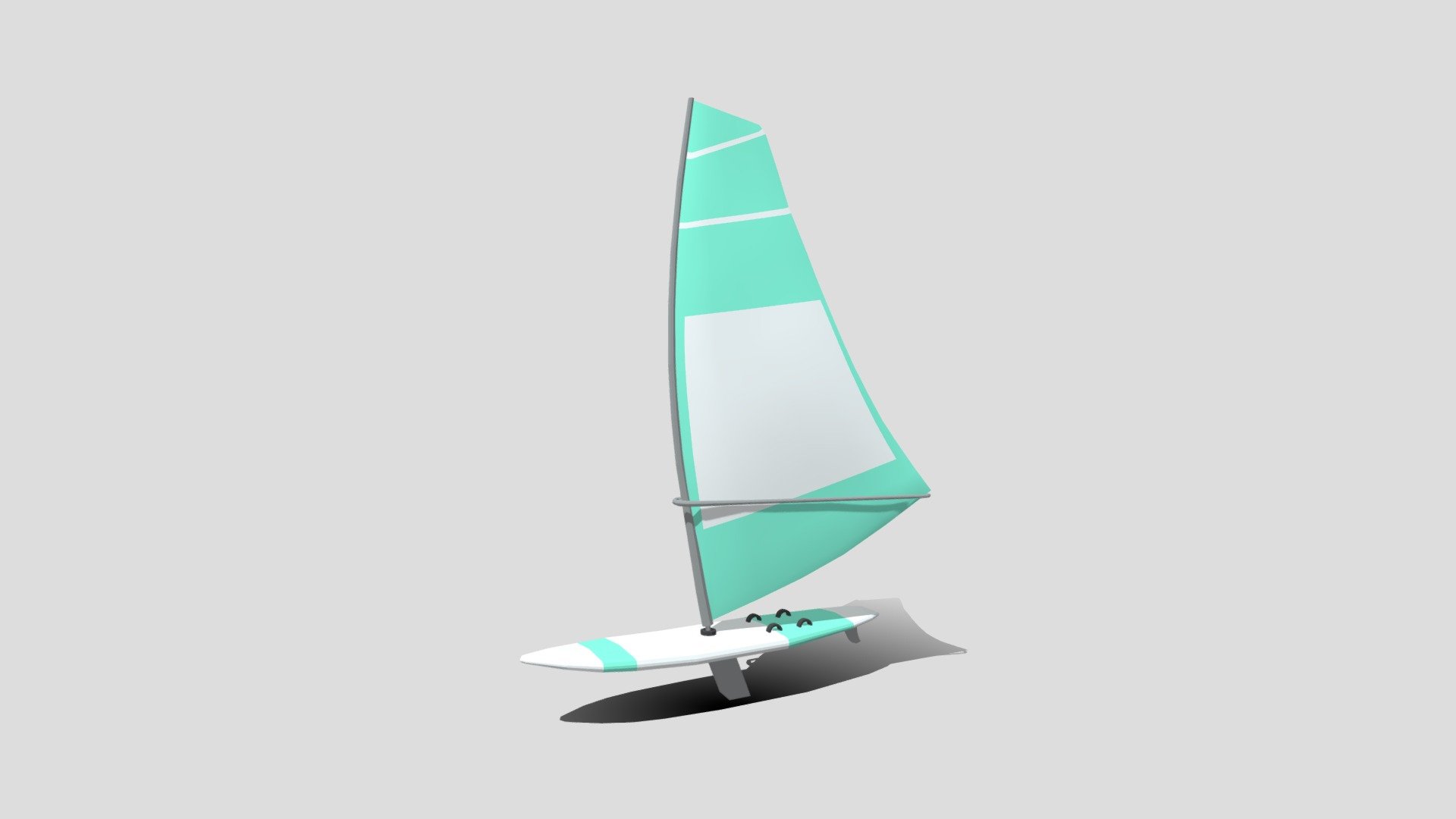 This is a low poly 3D model of a windsurf. The low poly windsurf was modeled and prepared for low-poly style renderings, background, general CG visualization presented as 2 meshes with quads only. The board and the sail are seperate meshes.

Verts : 817 Faces : 759.

The 3D model have simple materials with diffuse colors.

No ring, maps and no UVW mapping is available.

The original file was created in blender. You will receive a 3DS, OBJ, FBX, blend, DAE, Stl, gLTF.

All preview images were rendered with Blender Cycles. Product is ready to render out-of-the-box. Please note that the lights, cameras, and background is only included in the .blend file. The model is clean and alone in the other provided files, centred at origin and has real-world scale 3d model