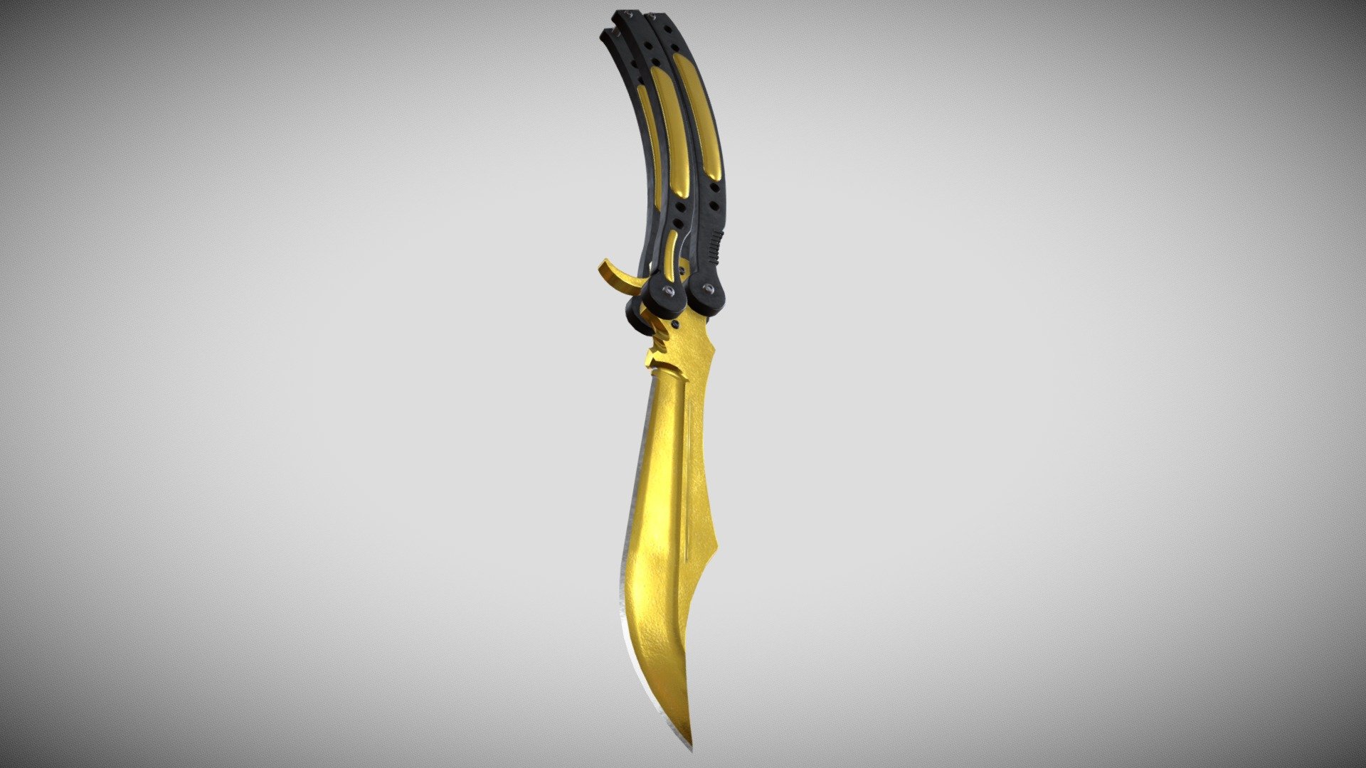 Butterfly Knife from CS:GO with gold pattern Model made in Autodesk MAYA, textured and rendered in Substance Painter - Butterfly Knife Gold - Buy Royalty Free 3D model by P7PO (@PiPo07) 3d model