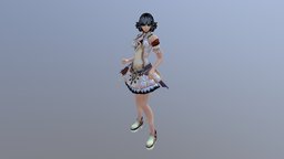 3D model of cute anime girl animegirl, girl, animal