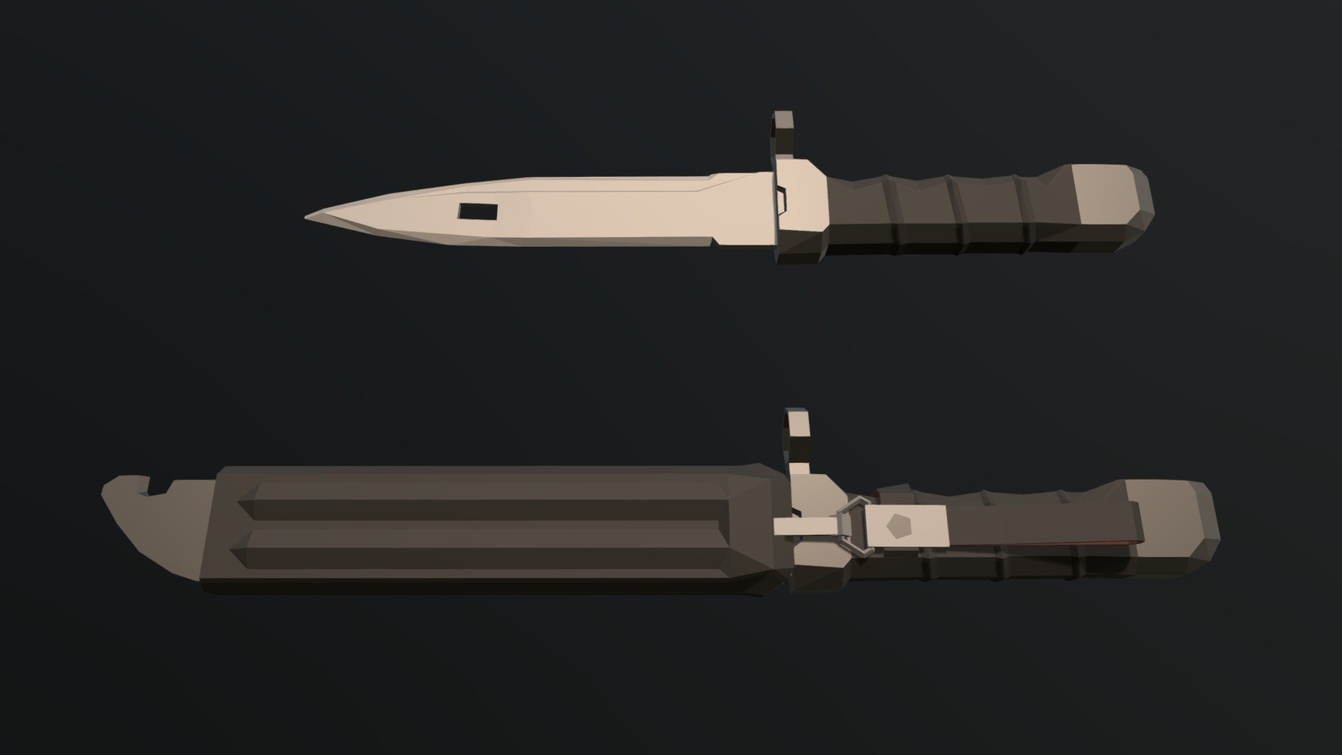 A low-poly model of an AK Bayonet, as issued with AK-74 and 100-series AKs 3d model