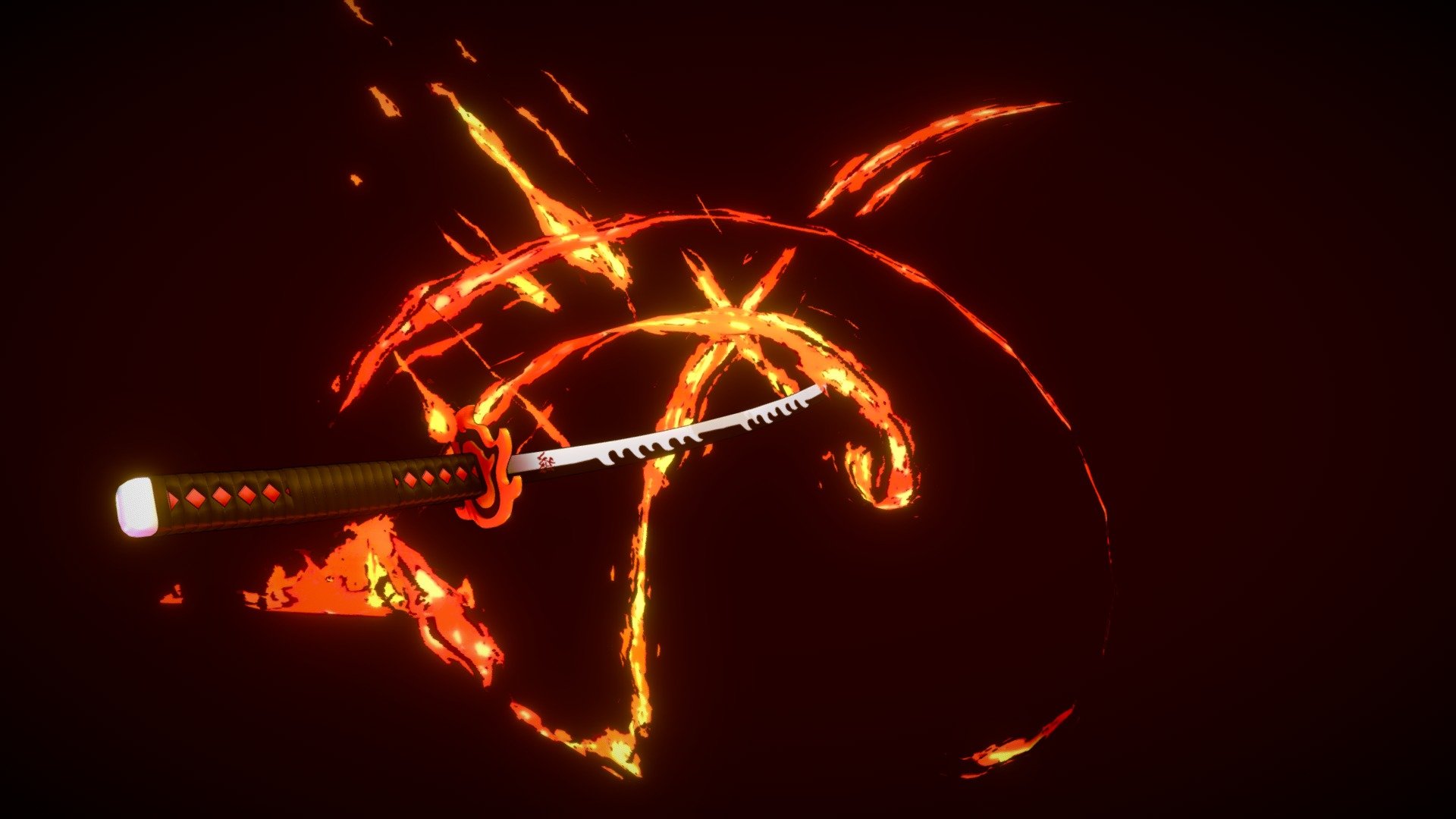 A while ago I started the anime of Demon Slayer, because of the incredible visual effects I thought about how I could recreate one of those moments with the swords, so I chose to make the new sword of the protagonist Tanjiro, and recreate one of those incredible effects of the anime I hope you like it 3d model