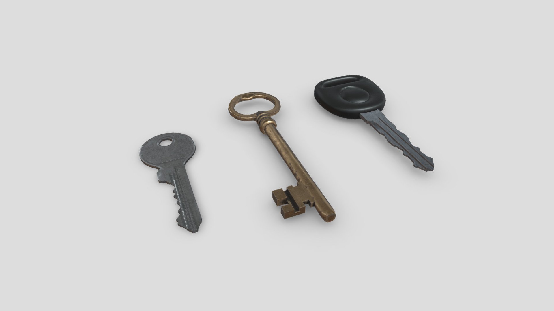 low poly 3d model of keys (Modern door key, vintage key , car key) - Keys Pack - Buy Royalty Free 3D model by assetfactory 3d model