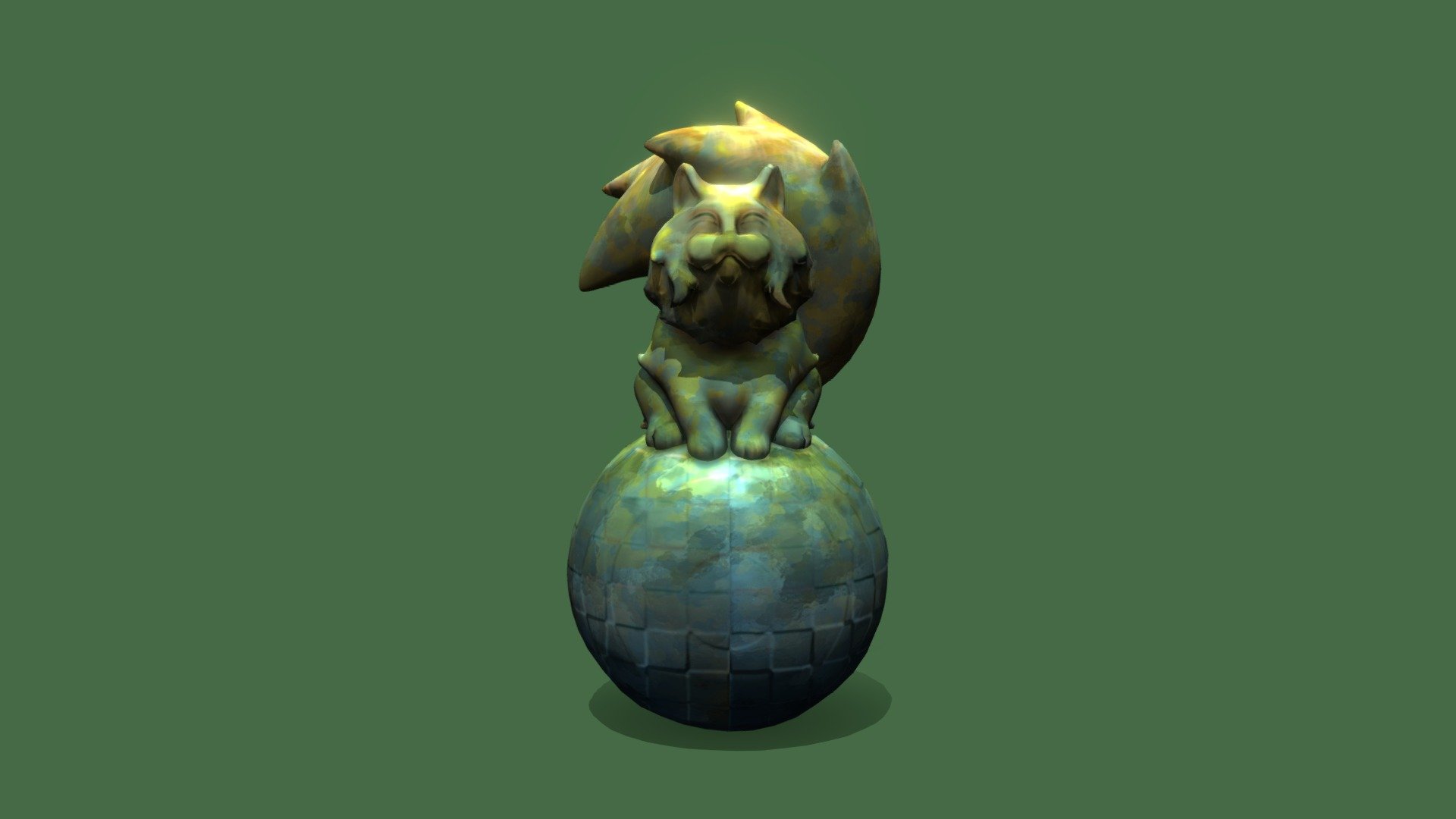 Just a Cat statue to have some fun doing painterly textures - Cat Statue - 3D model by 3Dan (@GoldBlackWolf) 3d model