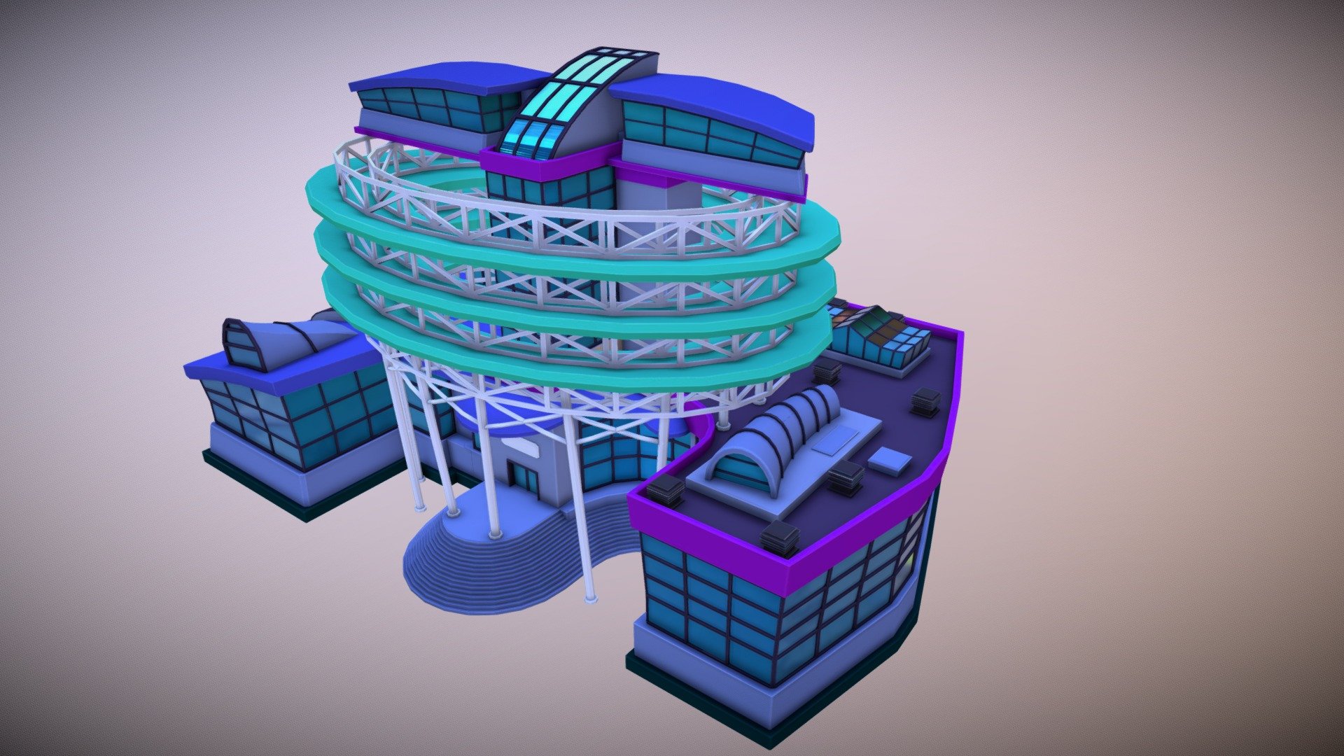 A cartoon-like building for a game application. Unfortunatelly the project was canceled by the client. Modeled with Softimage. Revision and fixes with Blender 2.8 - Sport Center - 3D model by Saular 3d model