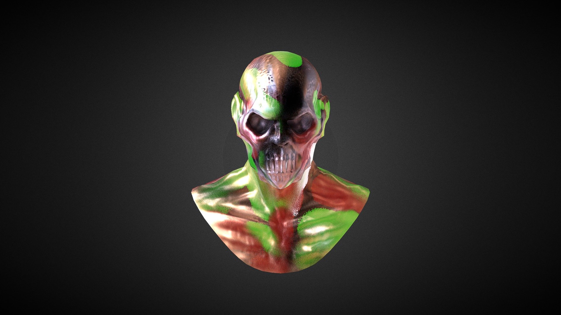 A war face painted radioactive skull and bleeding ghoul - Ghoul - Download Free 3D model by Franz Paredes (@Furantsu) 3d model
