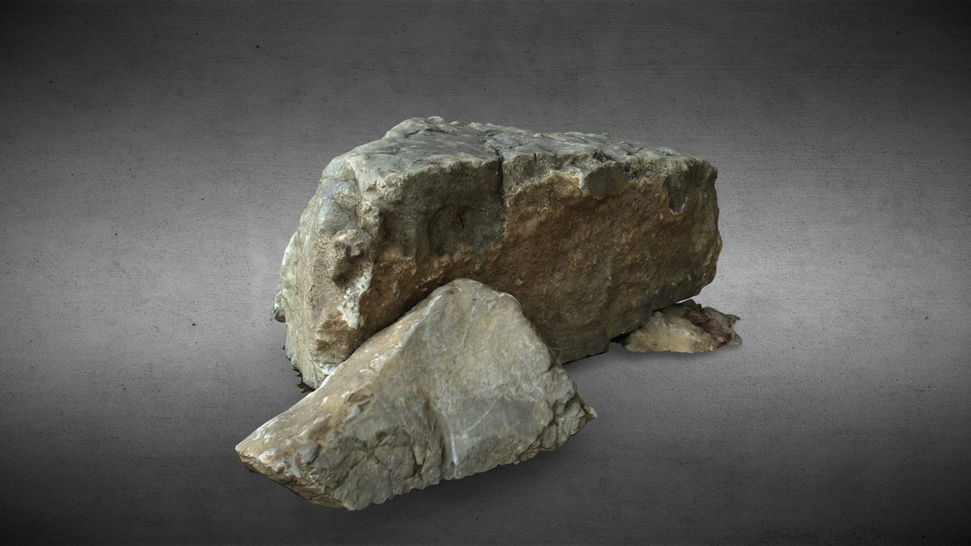 A photogrammetry capture of a stone in Pieniny Mountains in Poland. 90 photos were used in creation and the overall scene is bigger (with leaves, branches and smaller stones lying around), but the size of the file well exceeds 50mb so I had to make some drastic cuts 3d model