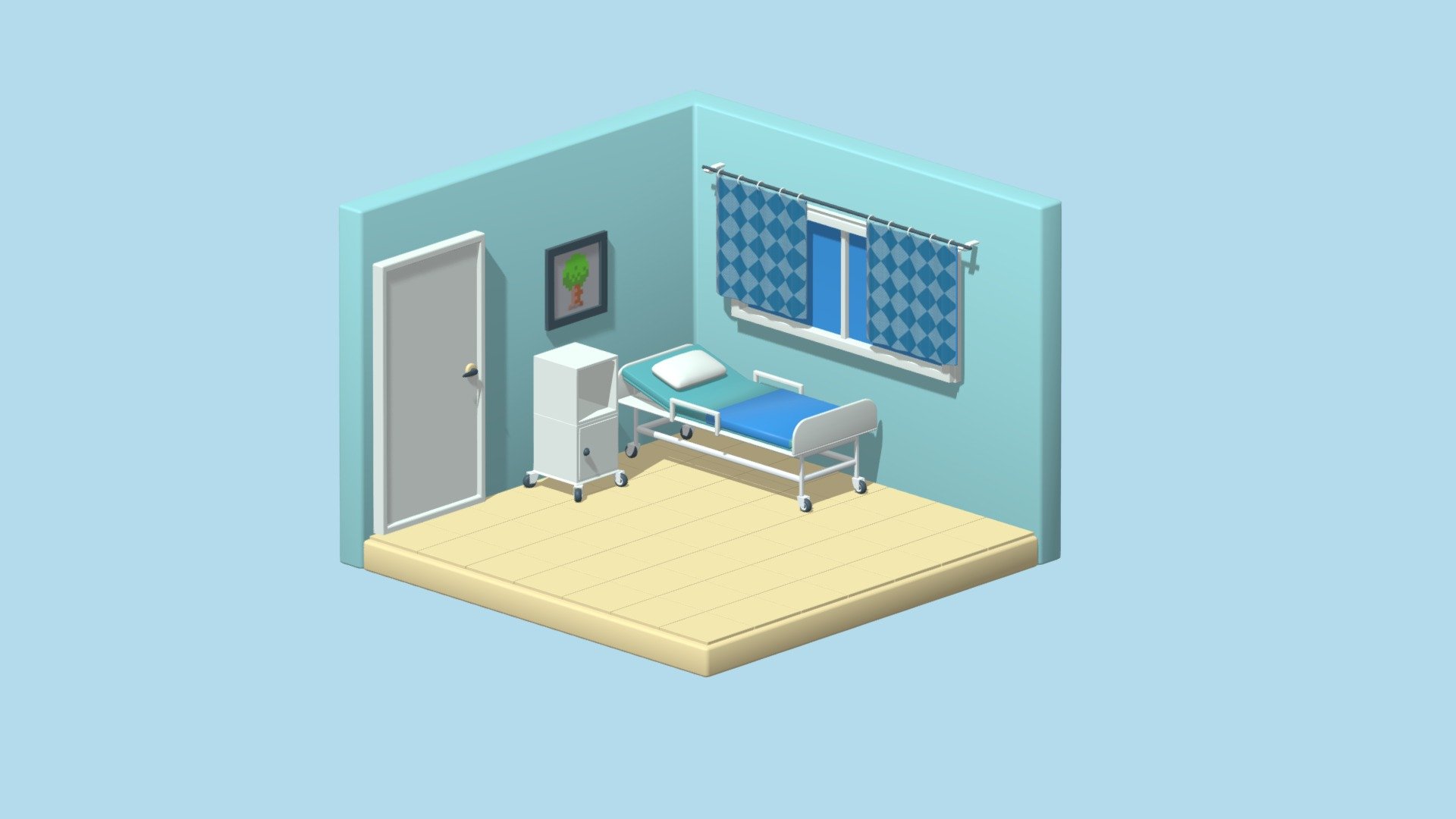 Link to the product  - Cartoon hospital private ward - 3D model by gluckapixels (@gluckapixels1) 3d model