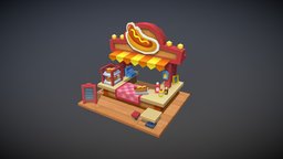 Low poly 3D building -2- stand, prop, store, hotdog, low-poly, lowpoly, building, shop