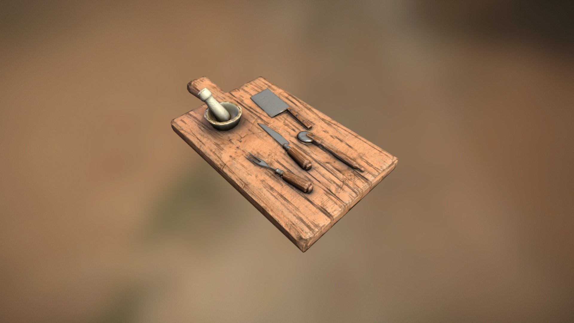 A quick chopping board model I made in around 5 hours for a class 3d model