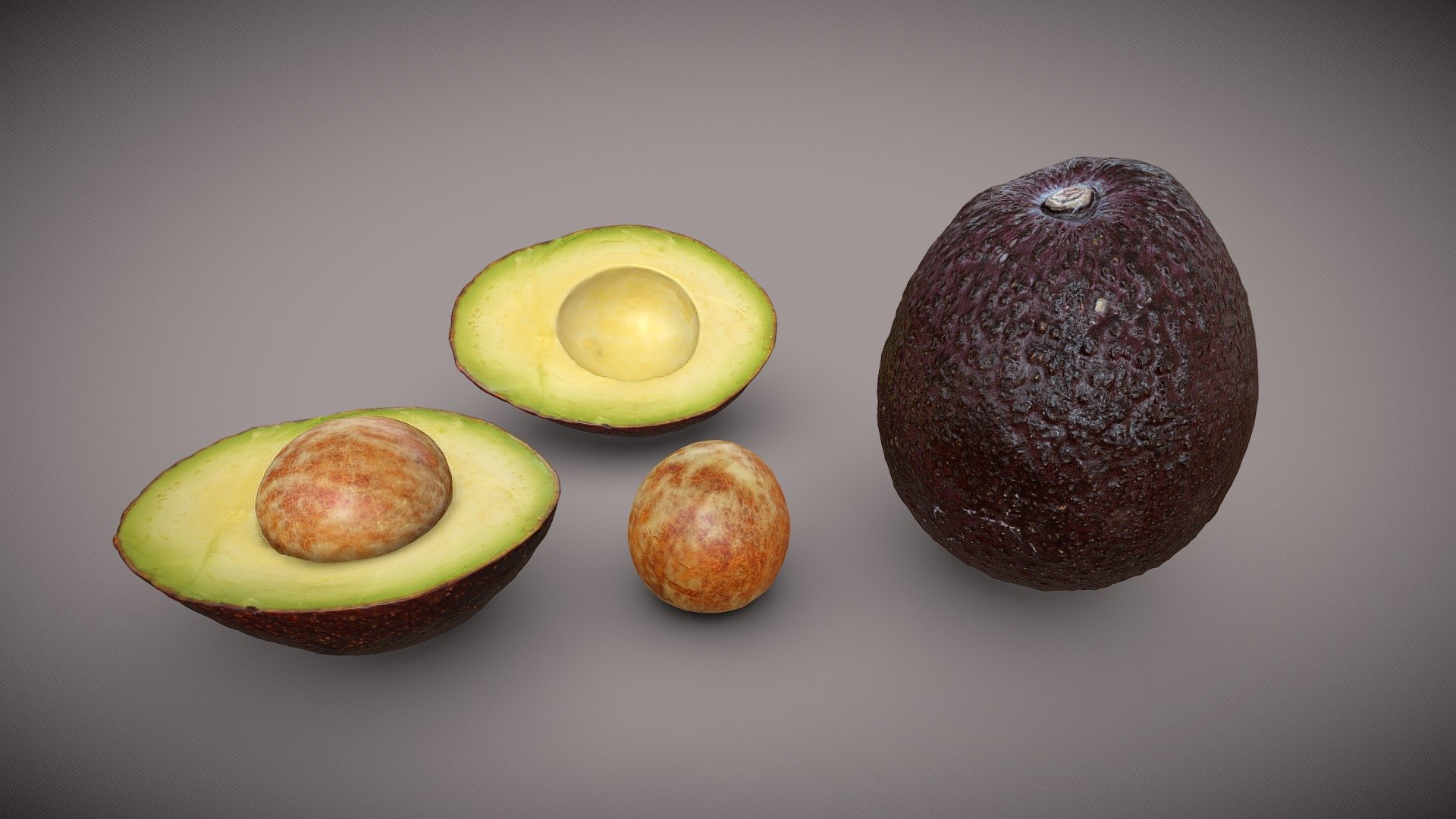 Contains 3 different meshes:




1 Avocado

1 Half Avocado

1 Avocado Seed

2 Materials, 2K textures (Diffuse, Roughness, Normal)

Please dowload the additionnal zip file to get access to the separated fbx mesh

Made with Metashape, Blender and Subtance painter

Photos taken with a “Sony A7II + 105mm f/2.8 DG DN Macro Art