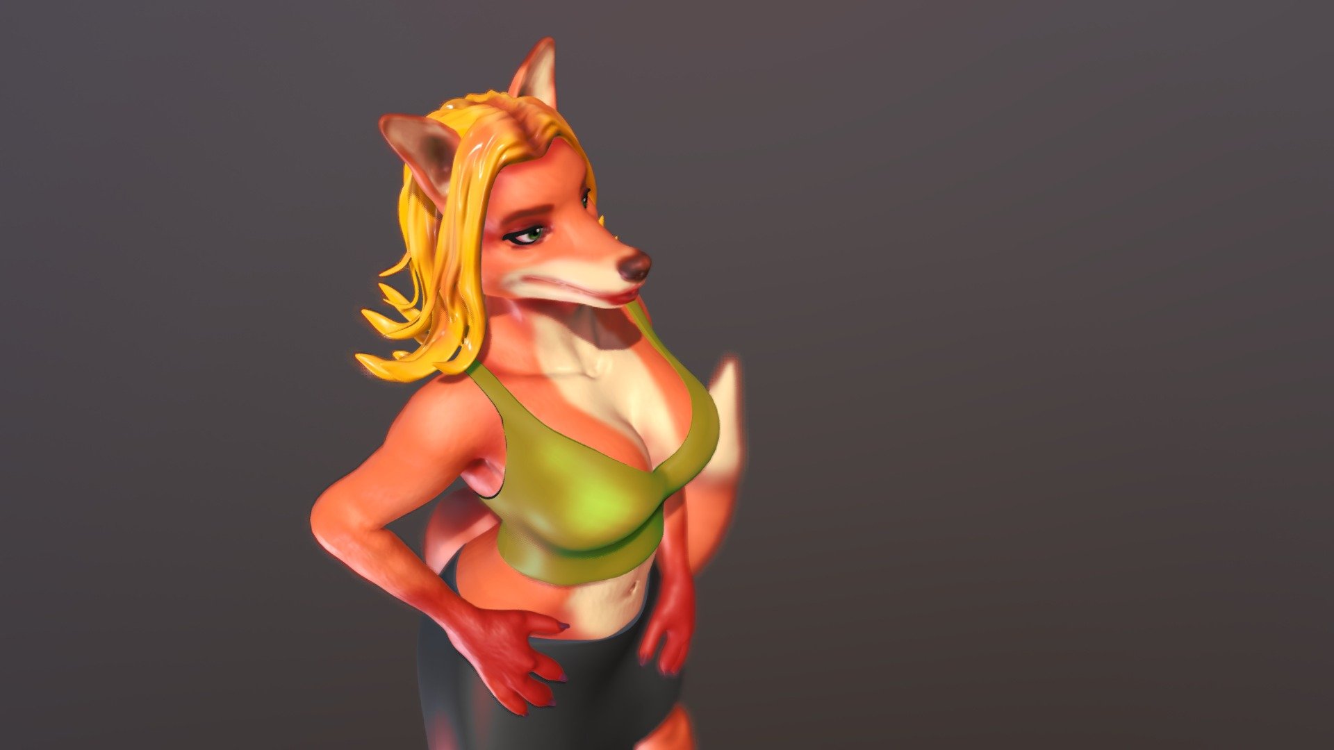 This is Mari, a foxy model that I created a while ago and only now managed to sculpt in 3D 3d model