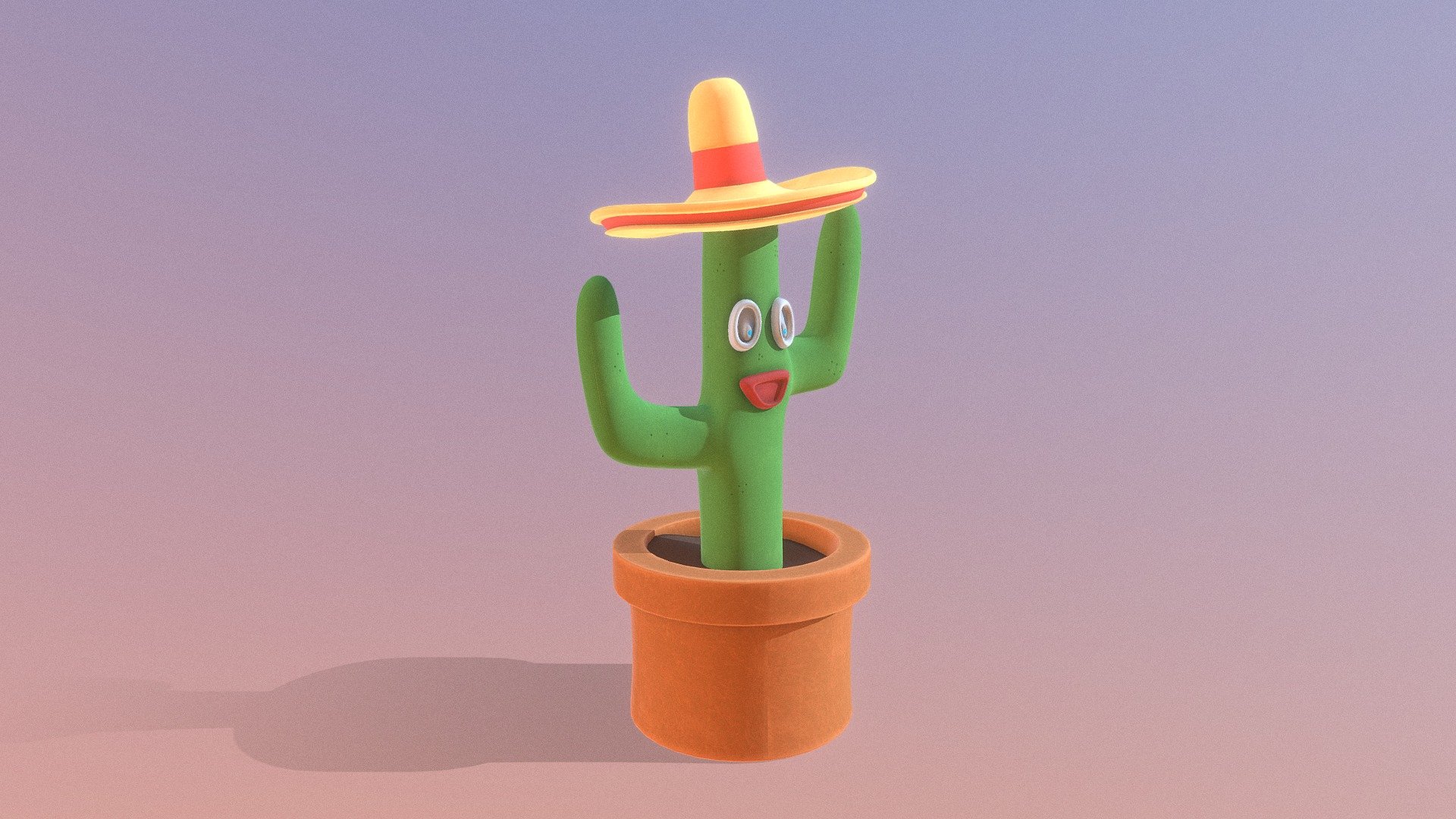 A silly cactus with a face and a sombrero! - Cartoon Cactus - Buy Royalty Free 3D model by Harold P. de Boer (@Harold1995) 3d model