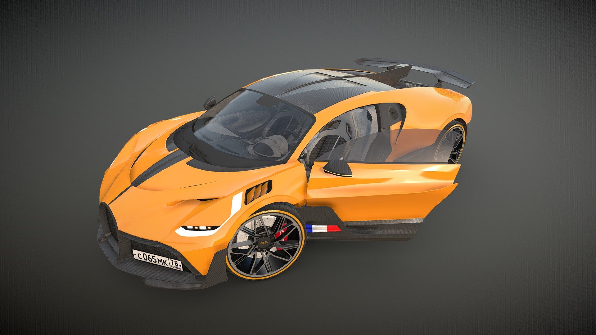 Low poly model. HQ interior. Optimized textures. Baked AO. Body - 1mat. 2048 texture. Wheels - 1mat. 512 texture - Bugatti Divo - 3D model by Главмеш (@glavmesh) 3d model