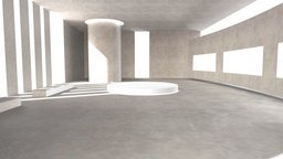 White Gallery with stucco finishing gallery, interior-design, metaverse, art, glb-3d-model, noai