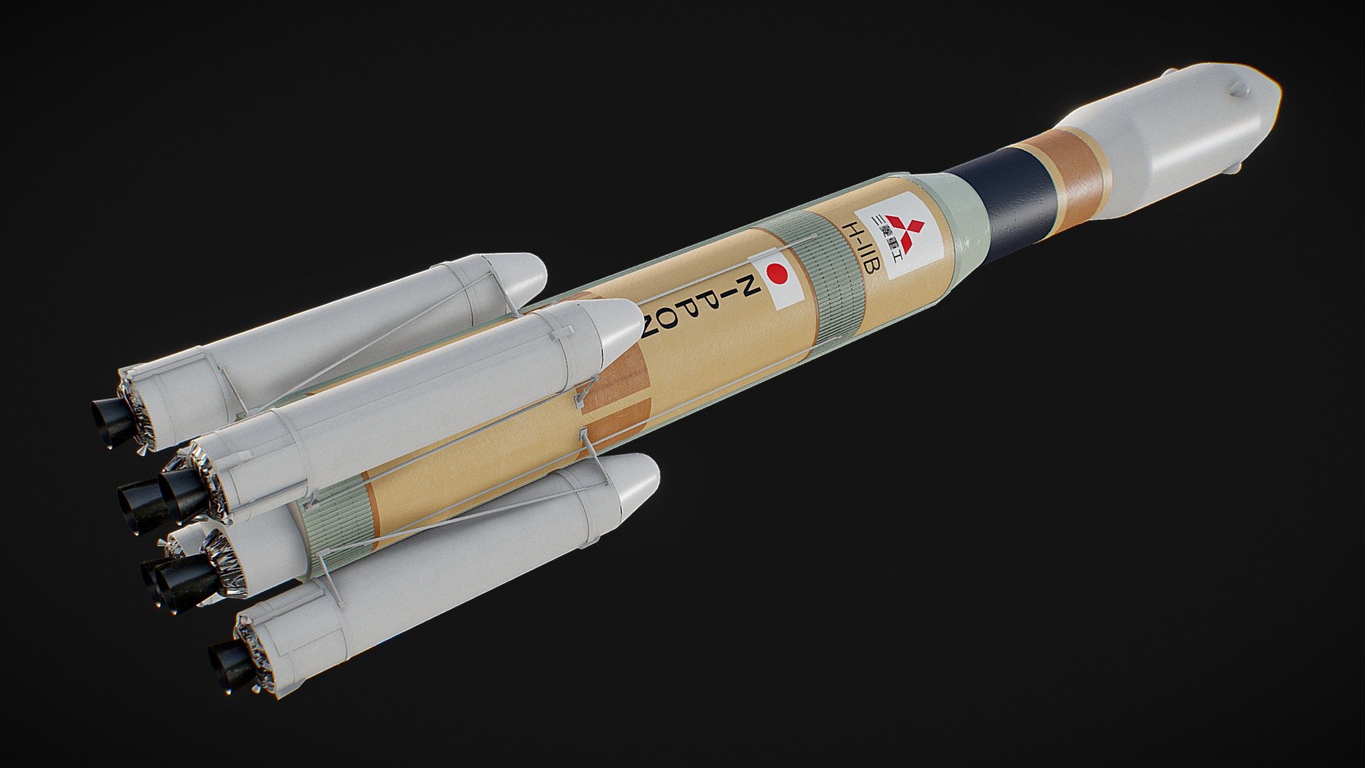 HII-B rocket - 3D model by TAIGA-ZOE 3d model