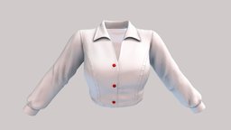 Female Tucked In White Shirt in, white, shirt, fashion, girls, clothes, business, western, realistic, real, womens, wear, formal, buttoned, pbr, low, poly, female, tucked