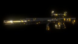 M170 Sniper Rifle (Flawless Vendetta) rifle, assault, damaged, stylised, realistic, sniper, marksman, weapon, gold