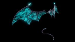 Demon Cyber Wings and Tail Low-Poly