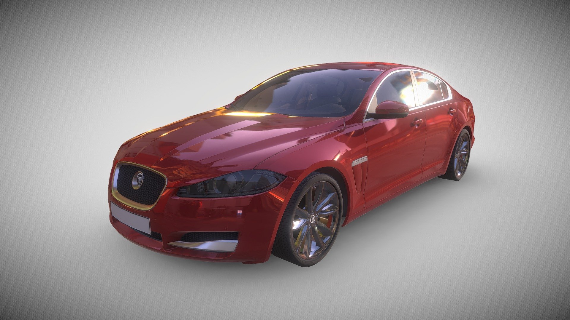 Jaguar Luxurycar Model,highpoly &amp; HQ Interior mesh. 
Software: 3DMax. 
This model has a realistic interior (with a seperate steering-wheel), seperate wheels (hinged at geometry centre), seperated calipers and high-res textures. Overall, it’s a great model for use on mobile applications/games and in XR (AR/VR) environments.
 - Jaguar Luxurycar Model - 3D model by sanfree 3d model