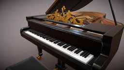 Piano music, instrument, base, instruments, textures, detailed, forniture, golden, song, grandpiano, musical-instrument, susbtance, songs, painter, modeling, lowpoly, chair, piano, decoration, black, piano-keys, detailed-model