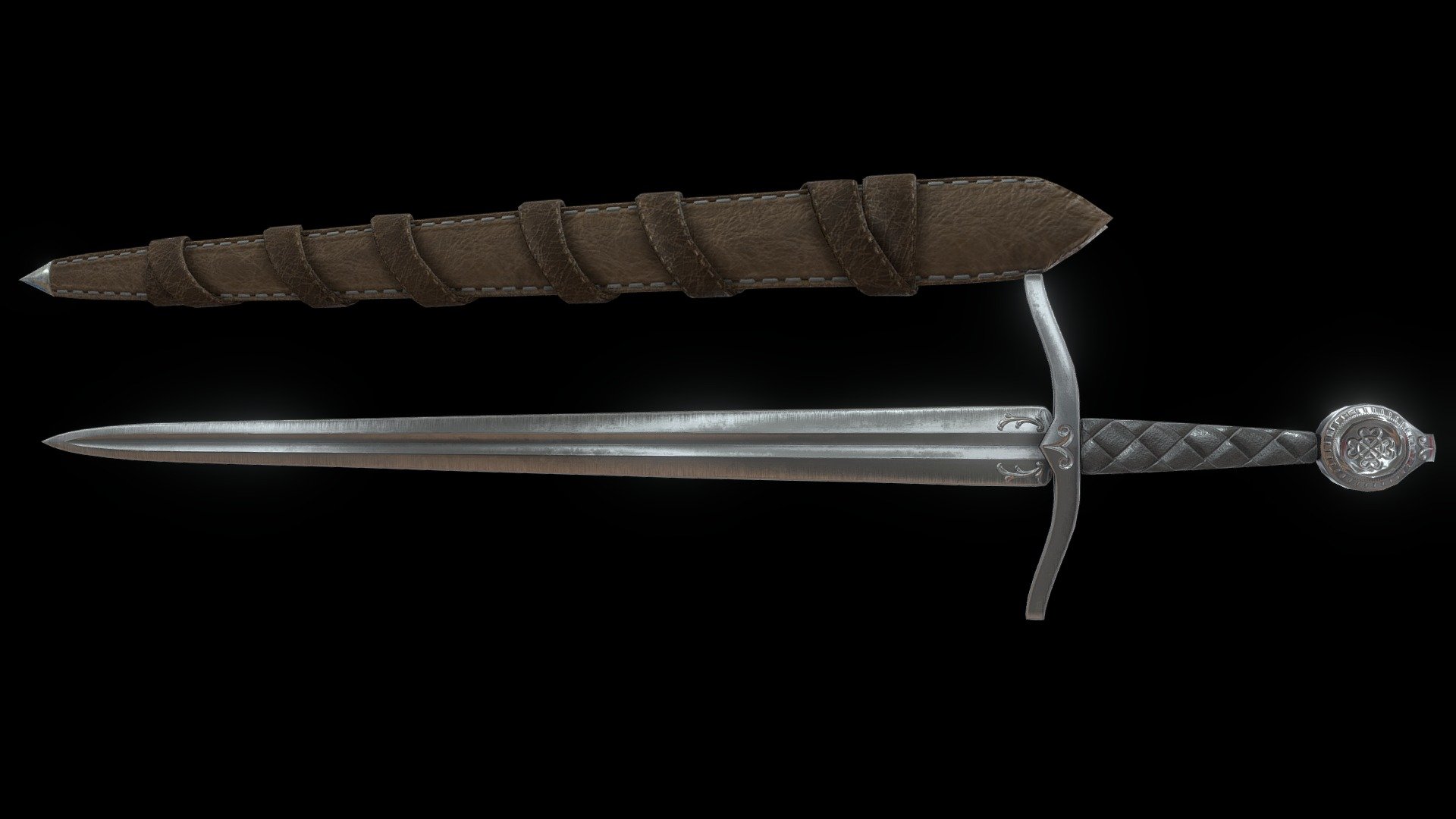 Created in Blender and textured in Substance Painter - Medieval Sword & Sheath 2 - Buy Royalty Free 3D model by wolfgar74 3d model
