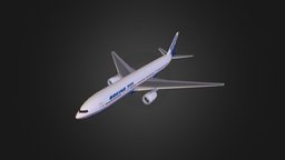 Boeing 777-200 boeing, airplane, airliner, 777, vehicle, low, poly