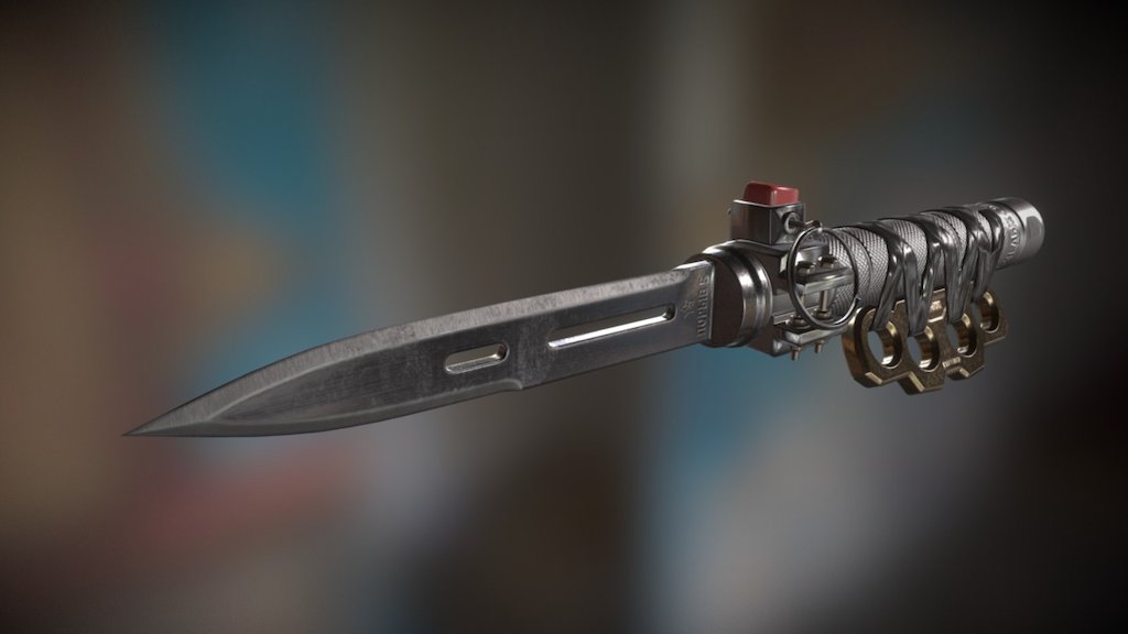 Russian ballistic knife equiped with brass knuckles.
Made using  Auto desk 3ds max and Adobe Photoshop 3d model