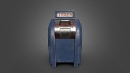 Fallout trash can retro, trash, can, props, box, marmoset, low-poly, asset, blender, gameart, fallout, gameready