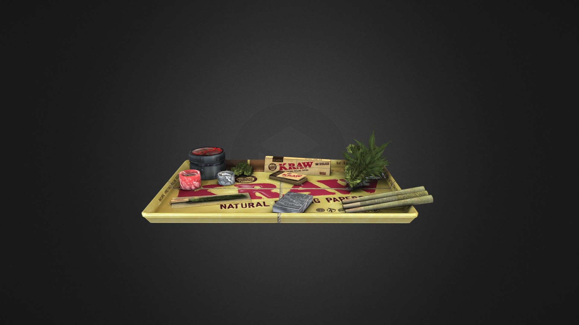 Weed Kit Green Kush

The best way to roll is using a Kraw rolling kit, containg the top products of cannabis ! ( Low Poly and realistic textures )

Including items:

Kraw wood rolling tray

Kraw tips box

Kraw rolling paper box

Thunder Grinder

Classic Ligther

The most pure Kief in Resin pot

Strongest Hash ball in Resin pot

Joint not rolled yet

3 Cones joints rolled

And a lots of Green Kush Weed for the Happynes of all ! - weed kit green kush - 3D model by LKSHash 3d model