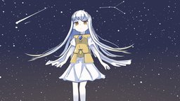 [OC] The star stars, oc, anime3d, character, girl, blender, blender3d, animated, anime, space