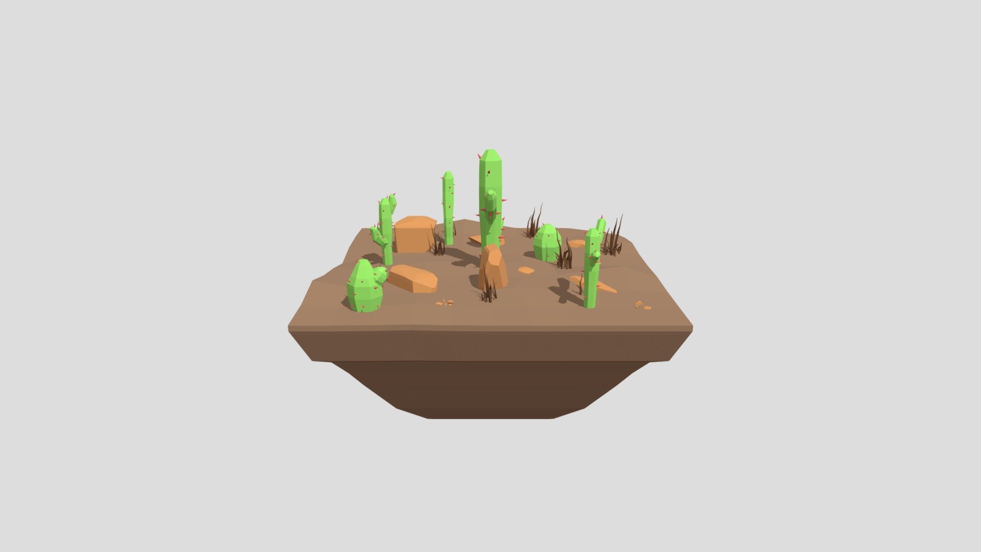 Low Poly Cactus in the dry desert - Low Poly Desert - Download Free 3D model by DESUIT 3d model