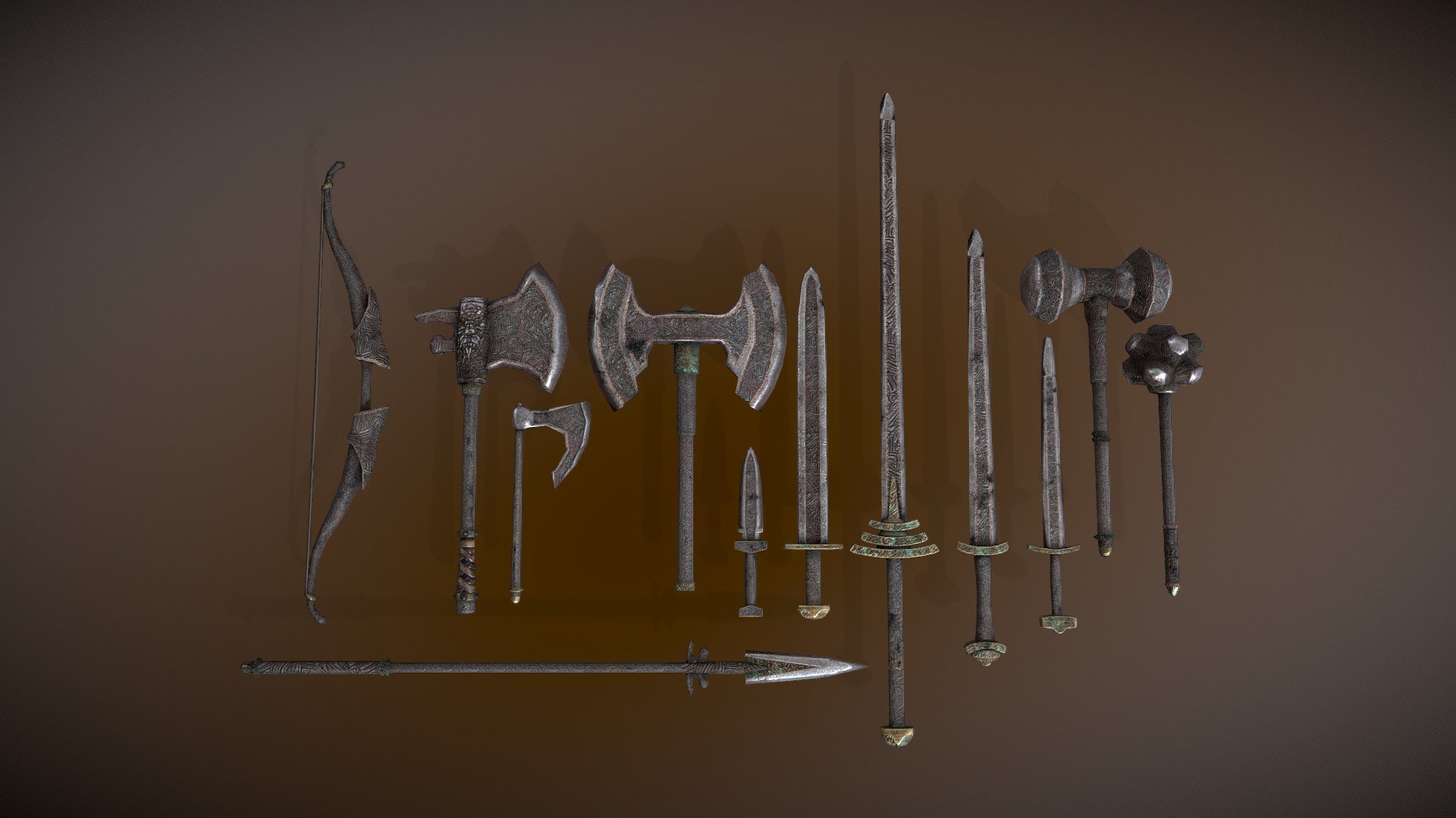 Revamp of the Nordic Weapon Set from morrowind. 
The base game only had three weapons in this set, I've added some over the years,
and wanted to flesh it more out with updated textures, and also tweaked the vanilla models.

There still is room for improvement so in a few years I'll probably come back around on these,
but for now. Here they are. 3d model