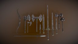 Morrowind Nordic Weapon Set hammer, spear, bow, viking, elder, scrolls, skyrim, nordic, morrowind, norse, tamriel, weapon, game, weapons, axe, free, sword