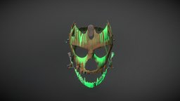 Druidic mask prop, old, mask, nature, substancepainter, substance, low-poly, texture, wood, fantasy