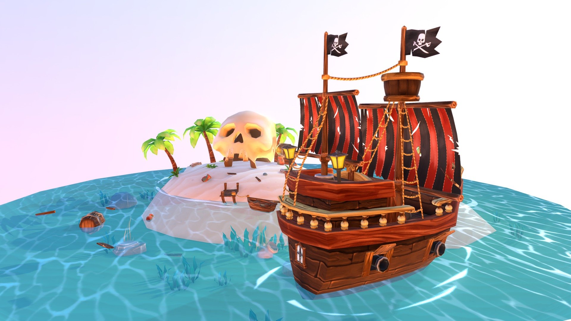 I made this scene for the contest #PiratesChallenge.
I modeled in Maya and texture in photoshop - Pirate Scene - 3D model by Giovanni Caruso (@giovannicaruso) 3d model
