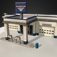 Gas Station Blue gas, drive, runner, ios, station, endless, asset, game, low, poly, racing, usa, blue, simple