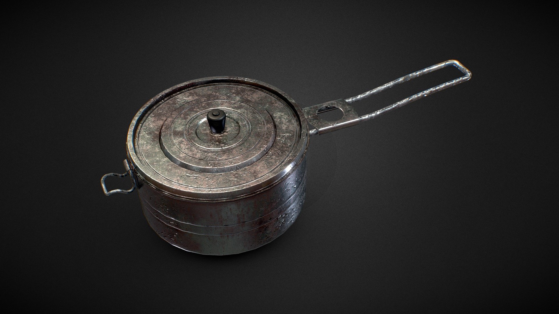 A realistic 3D model of an old . Modeled in Blender and Texutred in Substance Painter :) - Portable Camping Pot - Download Free 3D model by GameDev Nick (@GameDevNick) 3d model