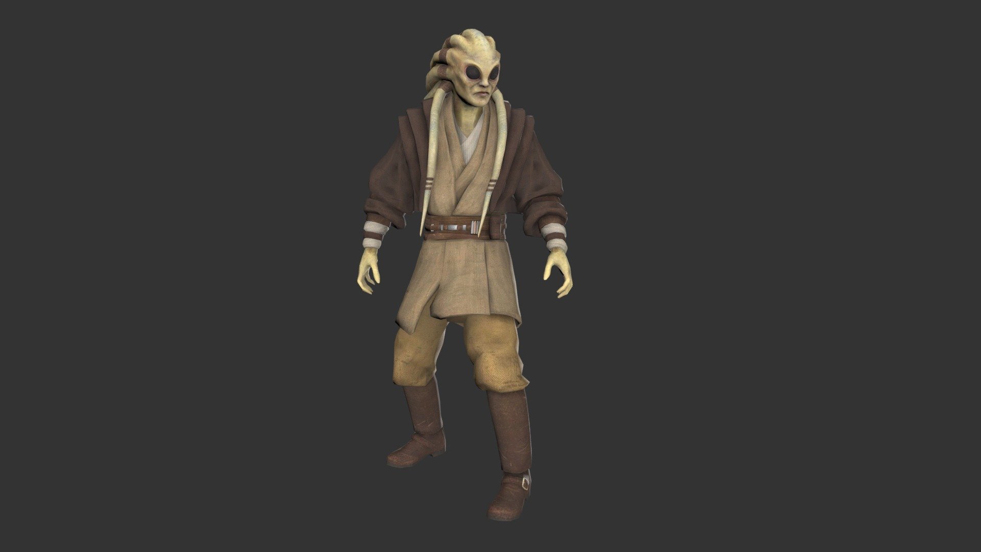 Kit Fisto was a Nautolan Jedi Master during the last years of the Galactic Republic. He was among the Jedi who fought in the Battle of Geonosis.
Kit Fisto is just one of the many Star Wars exhibits that can seen in the Star Wars Virtual Museum.

Download the Star Wars Virtual Museum here: http://www.starwarsvirtualmuseum.com - Master Kit Fisto - 3D model by Mind Mulch for The Masses (@mindmulchforthemasses) 3d model