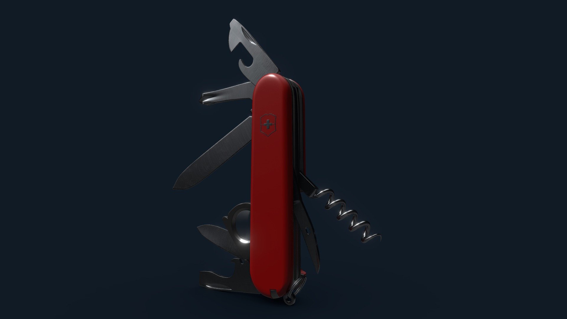 Follow us on Instagram: https://www.instagram.com/agencia.alterego/

Victorinox Explorer Swiss Army knife modeled in 3DS Max. Textured in Substance Painter.
Highpoly.
High resolution textures 3d model