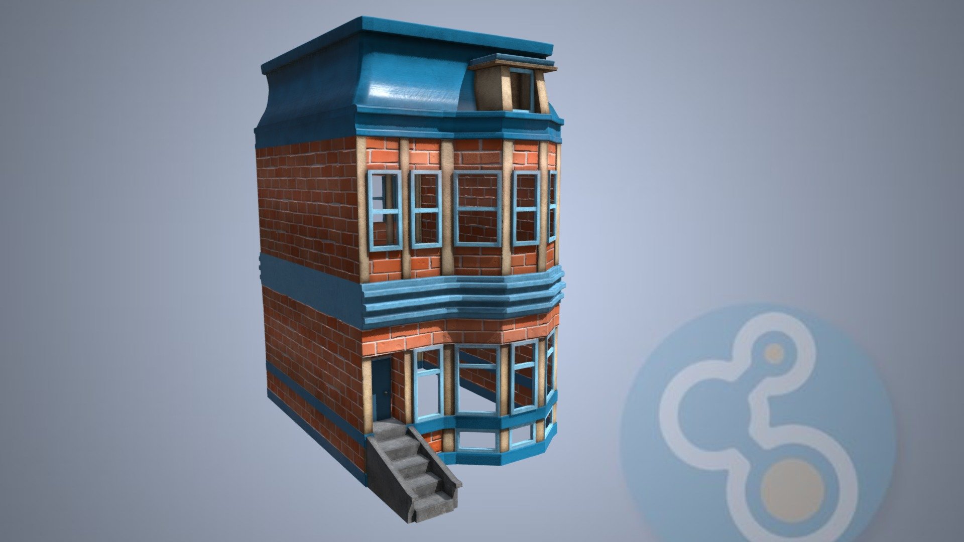 A stylized building exterior.

Mid poly, ideal for game engines/VFX.

Includes a .blend, .fbx, and texture sets in PBR format 3d model