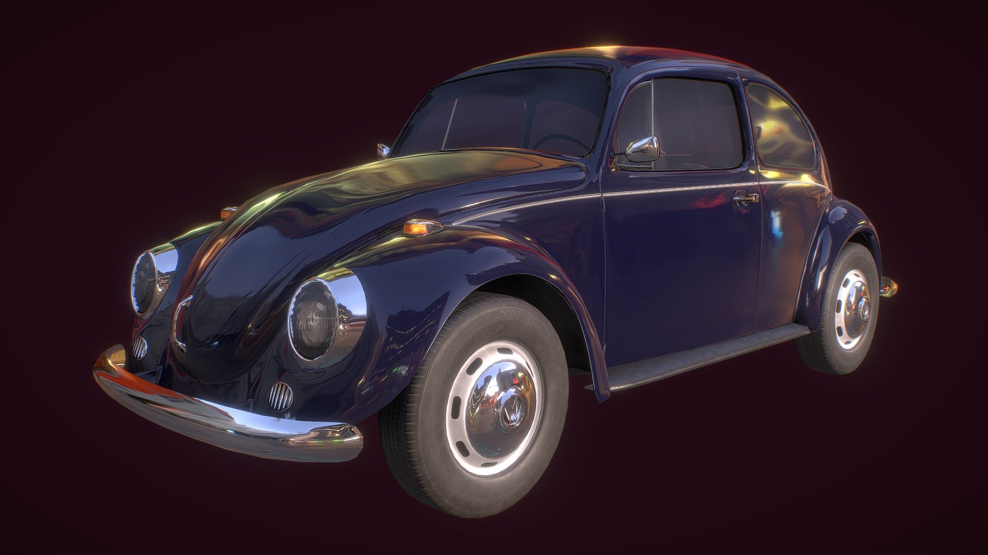 classic vw beatle LowPoly gameready model - C / car - 3D model by AlMaximov3D 3d model