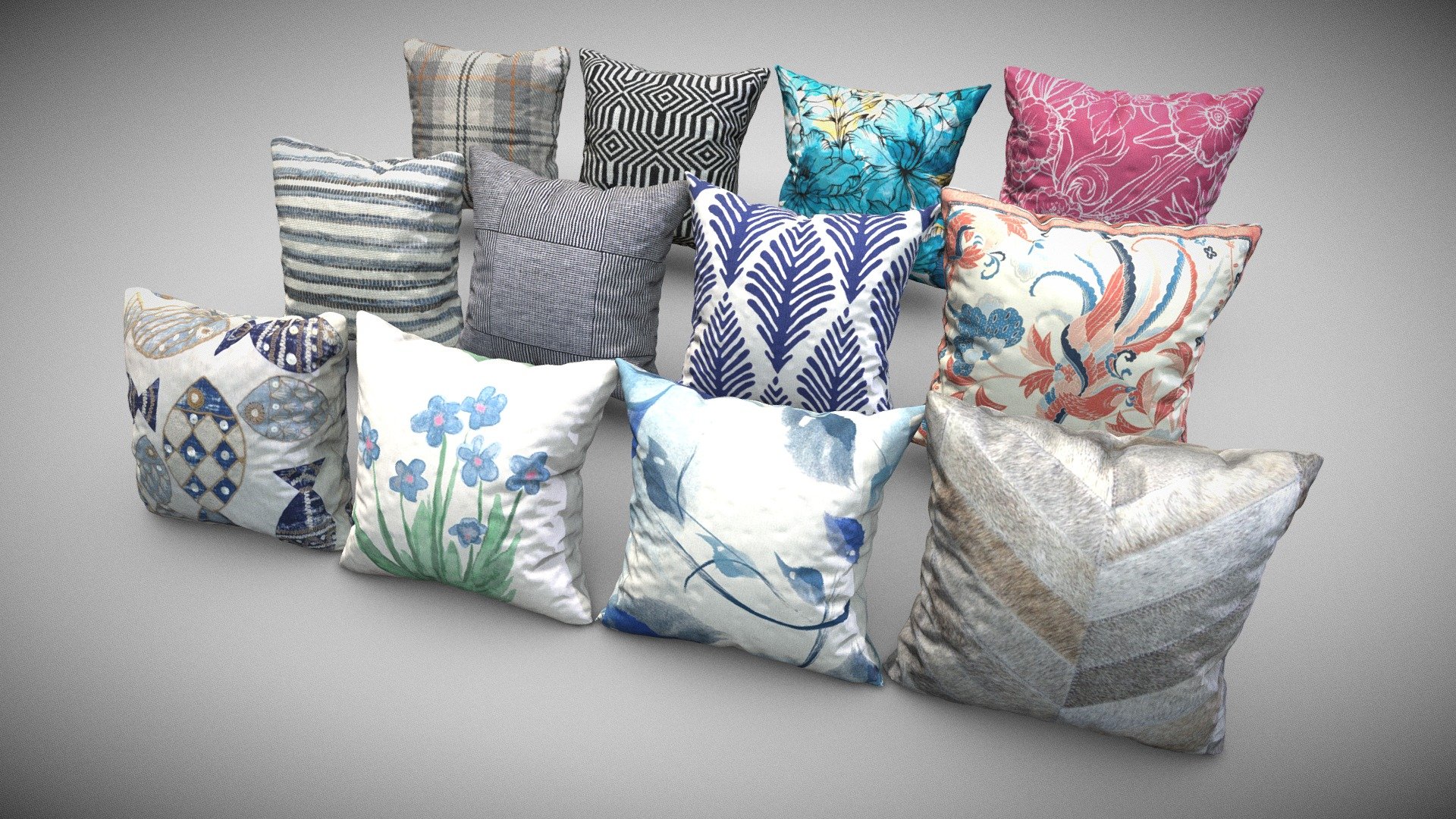 Decor throw pillow set.




12 styles of square throw pillows included.

UV and textures included.

Need to fill out a livingroom for your project? Look here: Collection Livingroom Basic - Decor_ Pillows- Collection - Buy Royalty Free 3D model by rdashkevicz 3d model