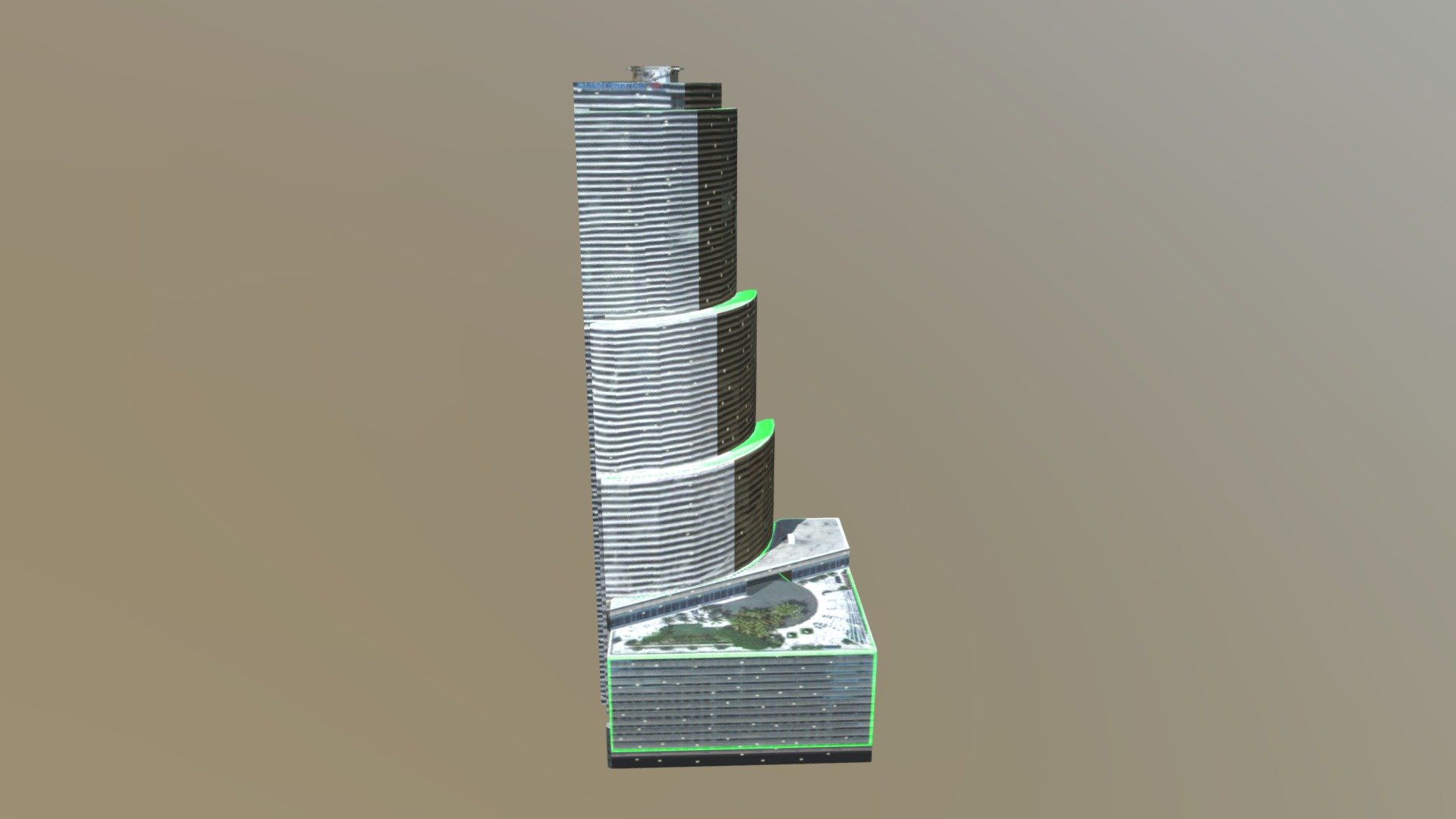 Miami Tower with neon lights - Download Free 3D model by xenon777 3d model